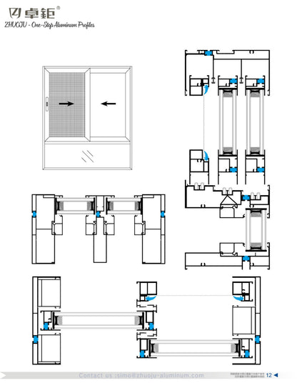 130 美式注胶断桥六轨推拉窗